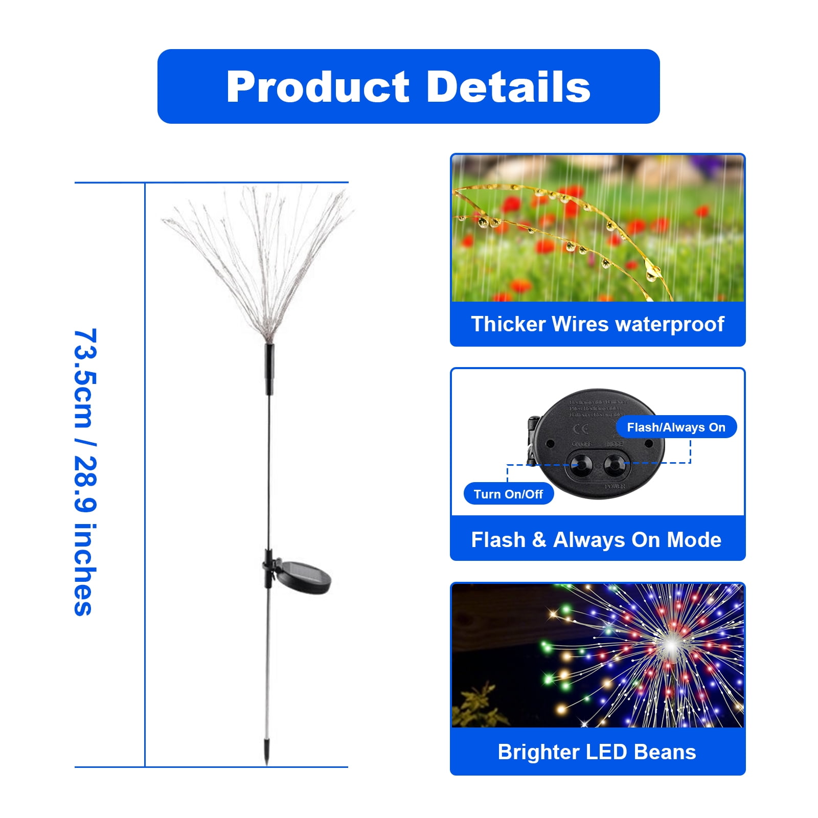 Solar Garden Stake Lights Firework, Outdoor Solar Lights With DIY Bendable Copper Wire, 6PCS Yard Decrations Waterproof for Outdoor Decor, Garden Decor, Outside Patio Decor, Chiristmas Decor