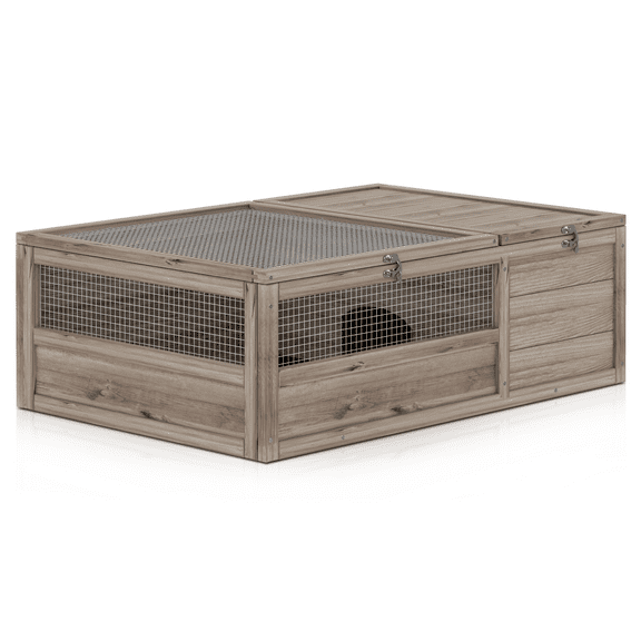 SAEWUD Wooden Tortoise Habitat Tortoise House Indoor/Outdoor Tortoise Enclosure, Home Small Animal Breeding Box Small Amphibians Enclosure Cage Reptile Cage for Gecko Lizard Snake 37 x 25.5 x 12 in