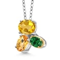 thumbnail image 2 of 925 Silver and 10K Yellow Gold Yellow Citrine and Green Created Emerald Pendant Necklace for Women (2.40 Cttw, Oval 8X6MM, 7X5MM and 6X4MM, Gemstone November Birthstone, with 18 inch Chain), 2 of 4