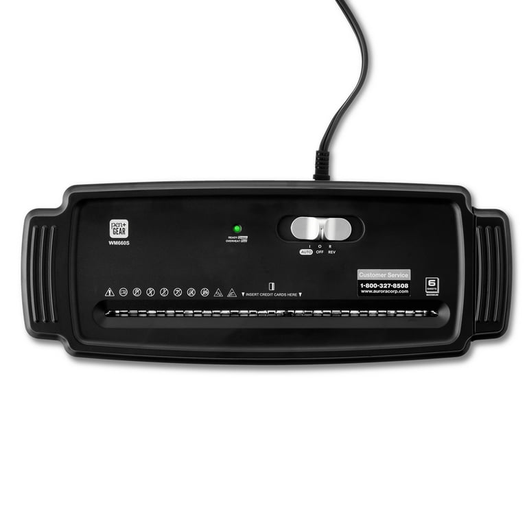 Pen+Gear Credit Card and Paper Shredder, 6-Sheet Strip Cut, Black