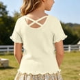 thumbnail image 2 of HUITKMM Girls Shirts Size 7-8 Crisscross Back Short Sleeve Solid Casual Summer Top, 2 of 4