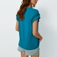 thumbnail image 3 of WCMZJ Womens Tshirts Short Sleeve Casual Summer Tops 2025 Ruffle Crewneck Trendy Fashion Dressy Cute Work Outfits Blue XL, 3 of 8