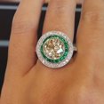 thumbnail image 2 of Grandest Birch Women Big Round Multicolor Cubic Zirconia Engagement Finger Ring Jewelry Alloy, Cubic Zirconia Silver, 2 of 5