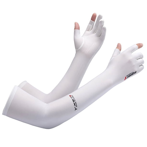 Manga de hielo para mujer, protector solar de verano, transpirable, de seda de hielo, guantes alargados de dos dedos, funda para brazo, manga de conducción para hombre, manga de hielo