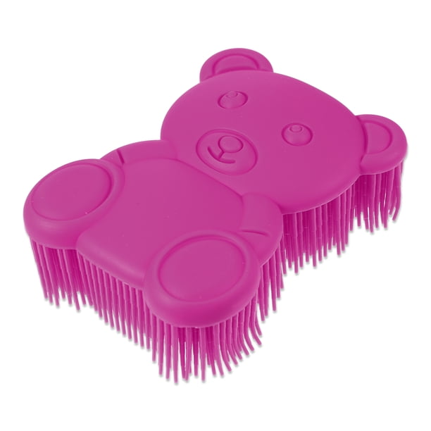 Cepillo de Cuerpo de Silicona Suave de Unique Bargains, Cepillos Sensoriales, Esponja de Silicona, Cepillo de Ducha para Mascotas, Cepillo de Baño, Cepillo de Champú, Color Rojo Rosa