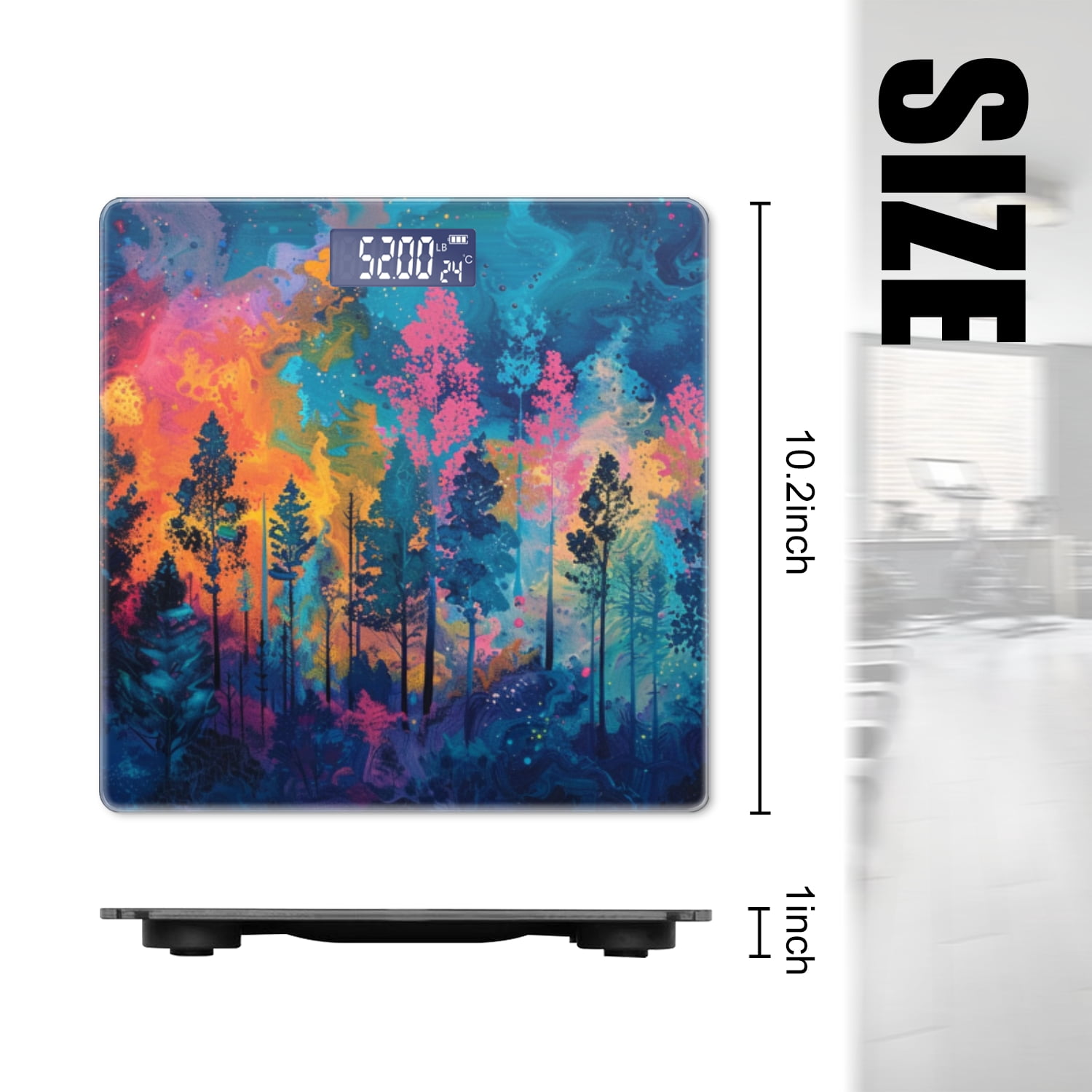 Digital Bathroom Scale with Large LCD Display,High Capacity Scale 400 lbs High Precision body fat scale-Abstract Forest Landscape With Trees And Vibrant Colors
