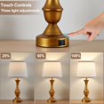 thumbnail image 2 of Touch Table Lamps Set of 2, 22" Nightstand Lamps, Bedside Lamps with USB C+A Charging Ports, 3 Way Dimmable Lamps for Bedrooms, Living Room, Office, Grey&Silver, Bulbs Included, 2 of 16
