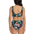 thumbnail image 3 of Rocae Colorful Flowers for Bikini Set for Women Two Piece Sexy High Swimsuits Split Crossover Bikini Large, 3 of 9