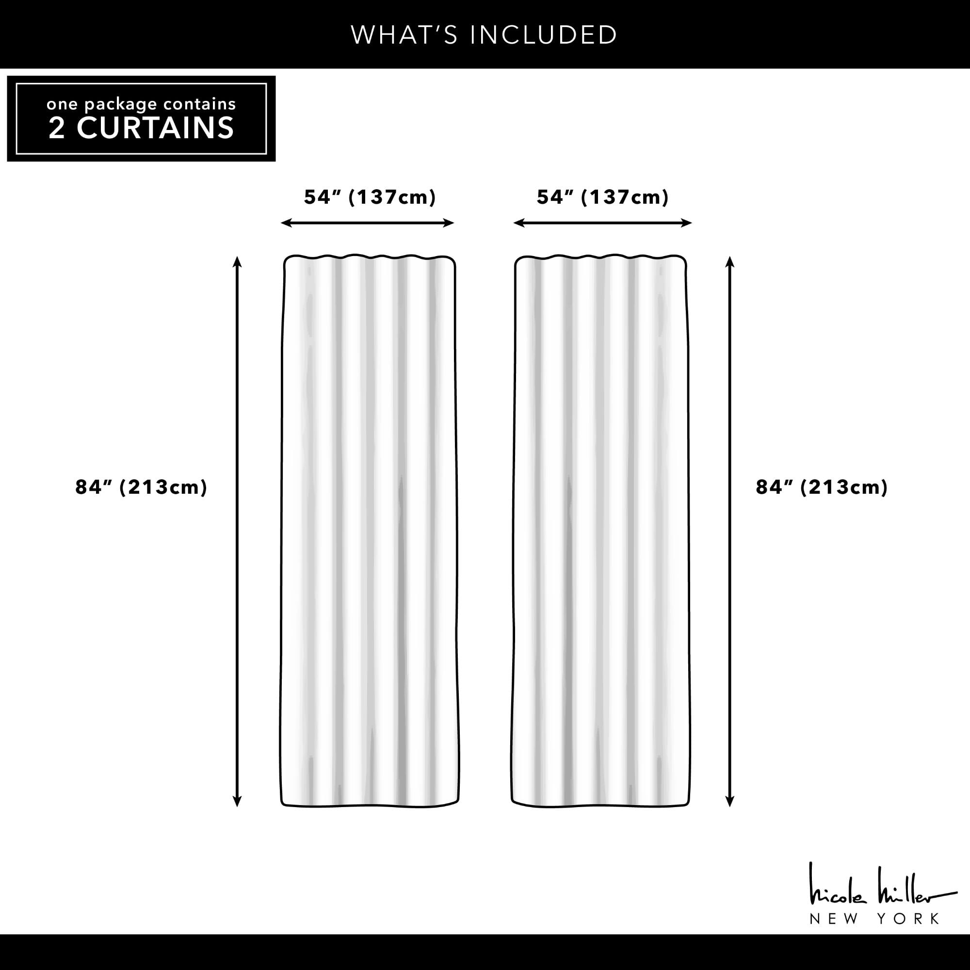 Nicole Miller New York Dunbar Light Filtering Rod Pocket Curtain Panels, 50"x84", Honey Gold, Set of 2