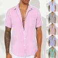thumbnail image 1 of Sentmoon Chemise pour Hommes Surdimensionnée Décontractée Col Rabattu Manches Courtes Hauts à Boutons Imprimé Rayé Tenues de Rue pour Escalade et Alpinisme Gris Foncé L, 1 of 7