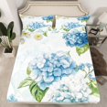 thumbnail image 2 of Homewish Blue Hydrangea Twin Sheet Sets,Natural Flower Floral Twin Fitted Sheet,Green Monstera Leaf Flat Sheet For Girl Boy,Microfiber Bedroom Decor,3 Pieces, 2 of 7