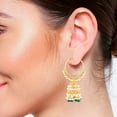 thumbnail image 3 of Efulgenz Indian Jewellery Bollywood Crystal Kundan Faux Pearl Beaded Floral Jhumka Jhumki Hoop Dangle Earrings Set for Women, Yellow, 3 of 6