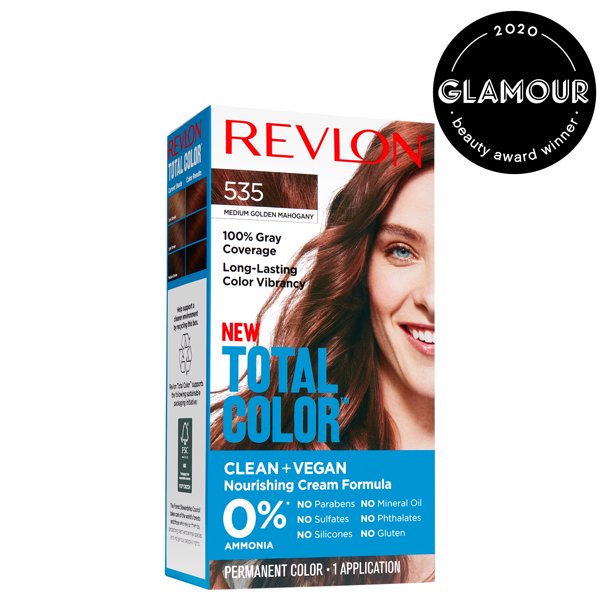 Revlon Total Color Hair Color Clean And Vegan 100 Gray Coverage Permanent Hair Dye 535 Medium Golden Mahogany Walmart Com Walmart Com