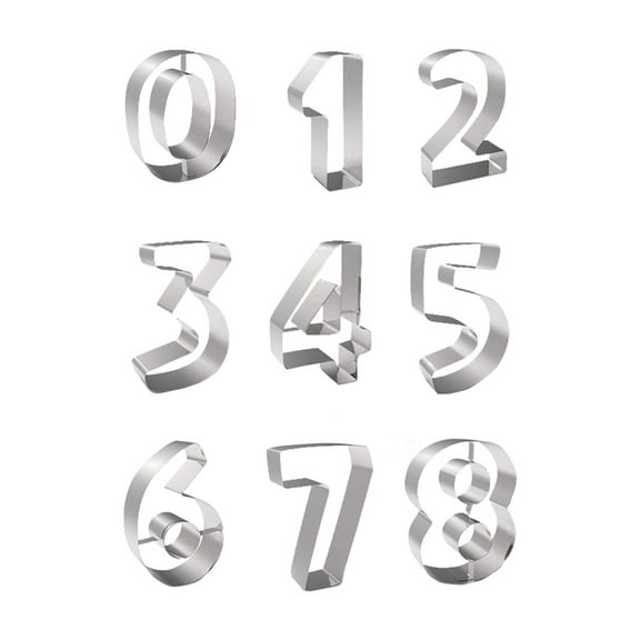 Huonawei Stainless Steel Cookie Cutters Numeric 0-9 Shapes Molds for Precise Fruit Slicing Set