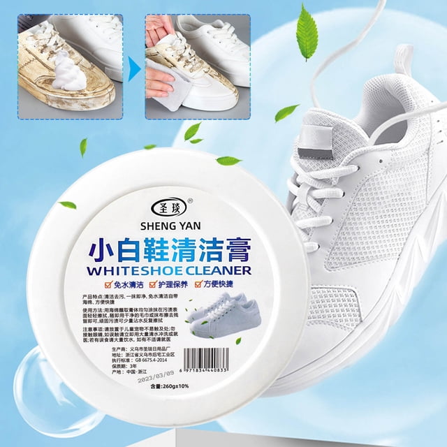 Fiudx Crema para Limpiar Zapatos Blancos, Elimina Manchas Eficazmente, No Necesita Agua, Abrillantador Multifuncional, para Zapatos de Cuero, Interiores de Automóviles, Oficinas, 1 Unidad