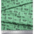 thumbnail image 2 of Soimoi Green Heavy Satin Fabric Coffee Time Text Decor Fabric Printed Yard 54 Inch Wide, 2 of 5