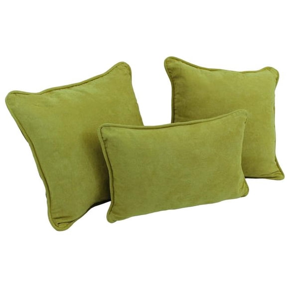 Blazing Needles 9817-CD-S3-MS-ML Double-Corded Solid Microsuede Throw Pillows with Inserts, Mojito Lime - Set of 3