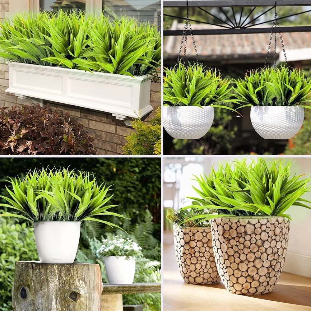 8pcs Artificial Fake Grass Plants Faux Fake Grasses Plastic Plant Greenery Garden Home Decor