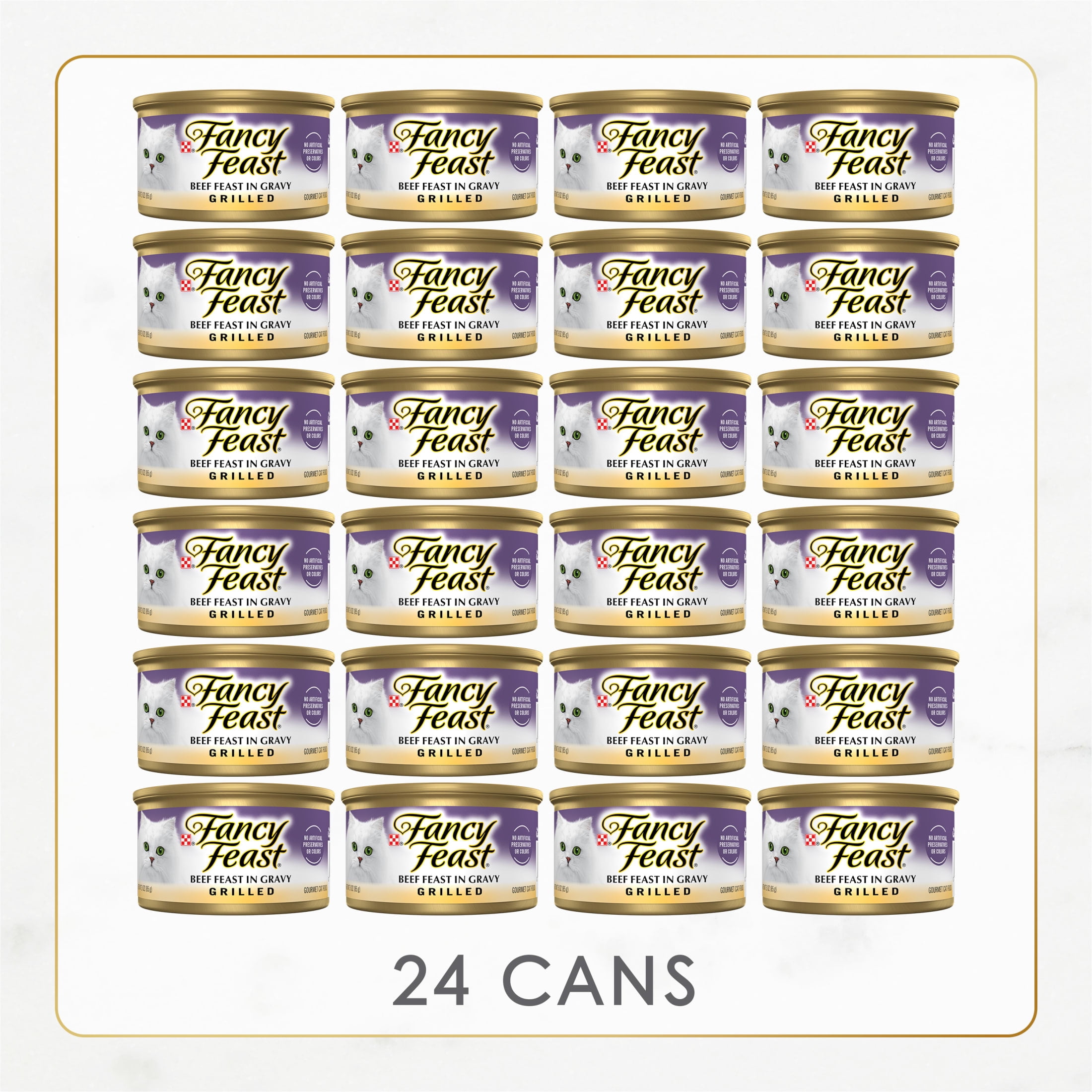 Purina Fancy Feast Beef Feast in Gravy Grilled Wet Cat Food, 3 oz Can, 24 Pack