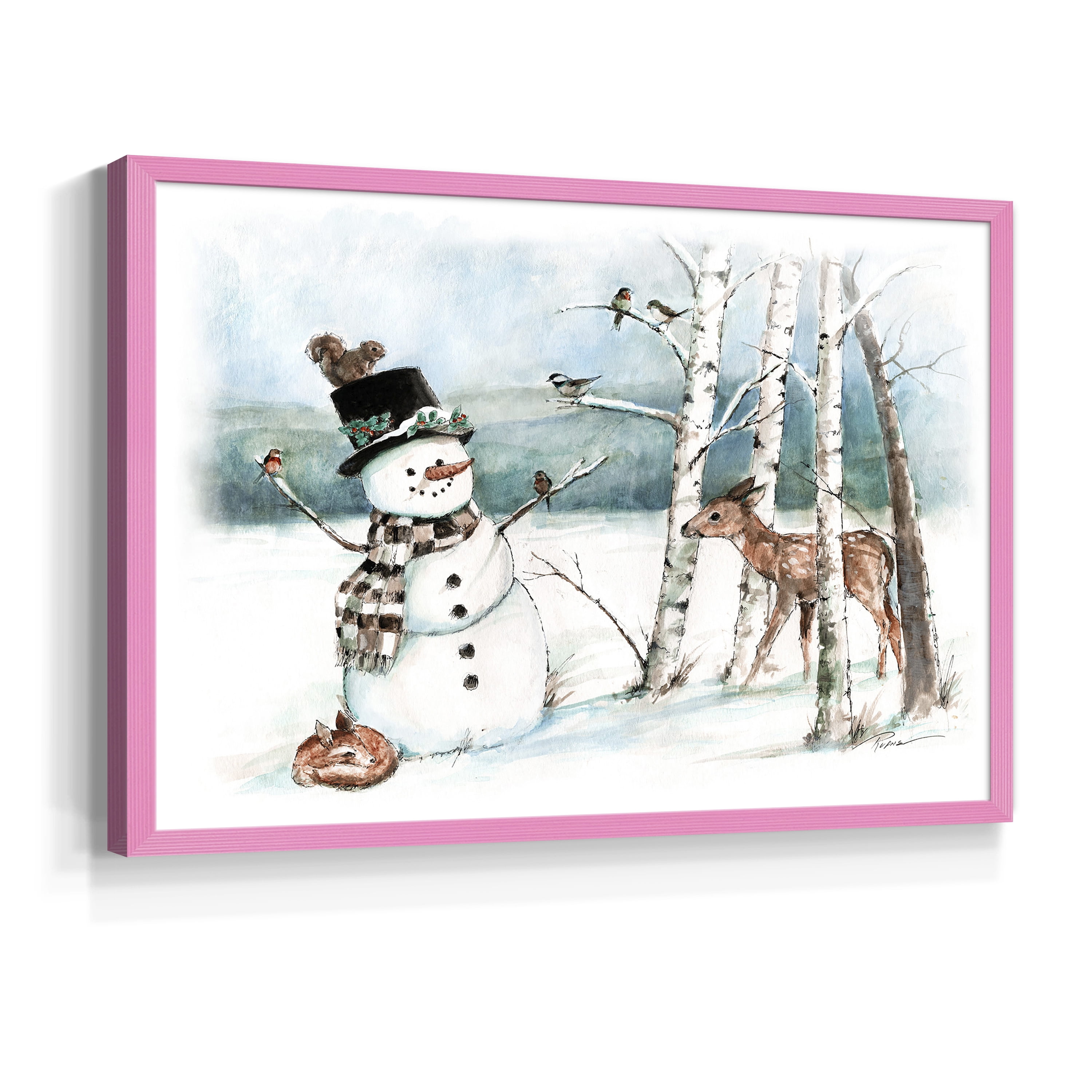 Snow Friends by Ruane Manning - Restickable Framed Giclée Print