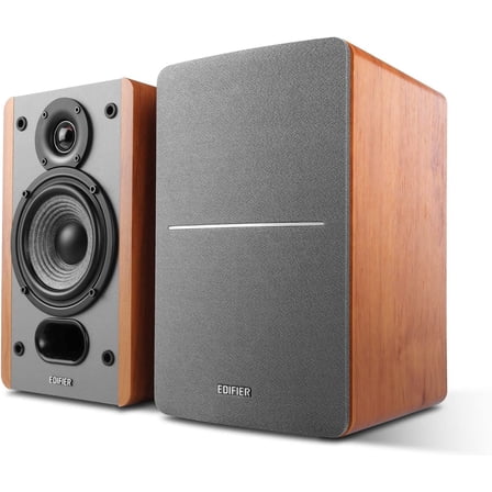 P12 Passive Bookshelf Speaker - 2-Way Speakers with Built-in Wall-Mount Bracket - Wood Color, Pair - Needs Amplifier or Receiver to Operate