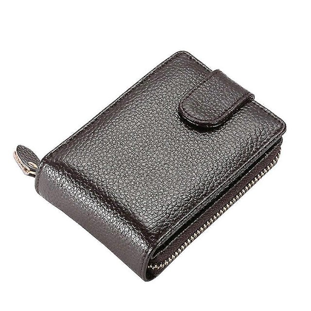 Tarjetero de moda con bloqueo para tarjetas de crédito, organizador de estuches, monedero, billetera, RFID, marrón