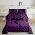 thumbnail image 2 of Gothic Dragon Comforter Set Twin Boho Goth Purple Black Damask Bedding Set Adults Men Women Bohemian Exotic Floral Animal Bedding Comforter Sets Retro Baroque Dragon Quilt Set, 2 of 7
