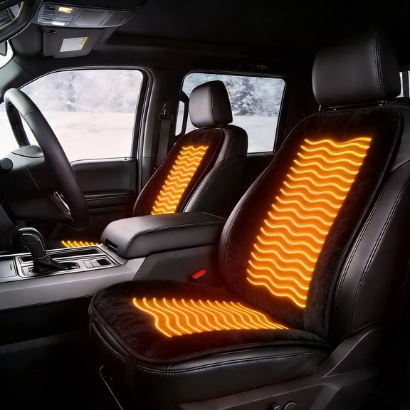 Fast Heating Car Seat Warmer with Timer, Universal 12V 24V Heated Seat Cushion, Plush Seat Cover with 3 Temperature Levels for Back, Hips & Thighs, Winter Driving Essential