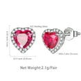 thumbnail image 5 of Red Heart Earrings Women July Birthstone Earrings Ruby CZ 925 Sterling Silver Stud Earrings Crystal Jewelry Dating Birthday Mother's Day Gifts, 5 of 9