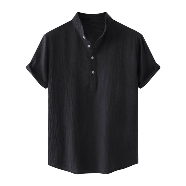 Camisas Para Hombre Camisa Hawaiana Casual Botones Sólidos Jersey de Playa Cuello Alto Blusa de Manga Corta Odeerbi ODB157228