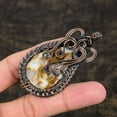 thumbnail image 3 of Natural Silverleaf Jasper Gemstone Copper Wire Wrap Gift Pendant 2.84", 3 of 5