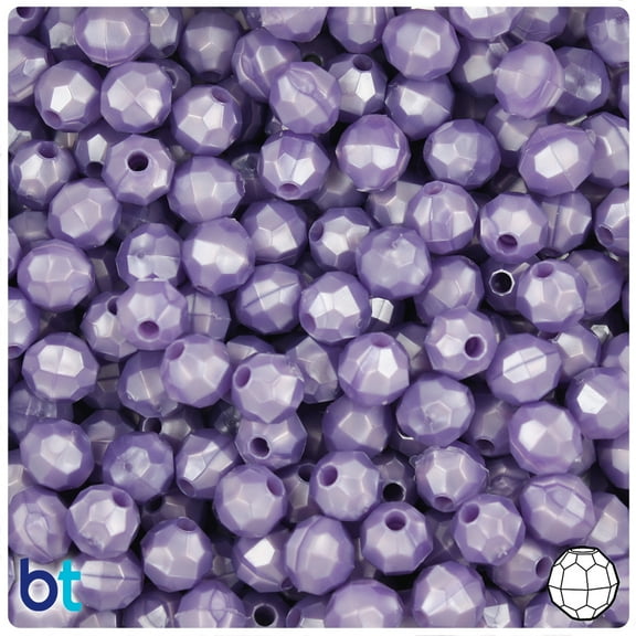 BeadTin Light Purple Pearl 8mm Faceted Round Plastic Beads (450pcs)