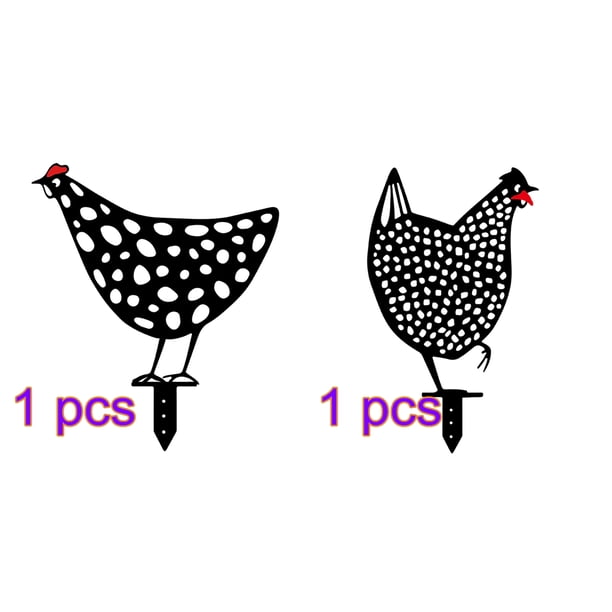 Estaca de pollo arte acrílico hueco gallina estaca impermeable jardín césped decoración 2 Piezas Eigraketly HA003969-02×1+HA003969-05×1