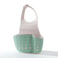 thumbnail image 5 of Se puede colgar doble capa ajustable bolsa de almacenamiento para fregadero grifo de estante de cocina (verde), 5 of 5
