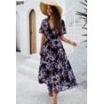 thumbnail image 2 of Women's Floral Maxi Dress Flowy V Neck Empire Waist Summer Wedding Guest Party Casual Chiffon Dress, 2 of 6