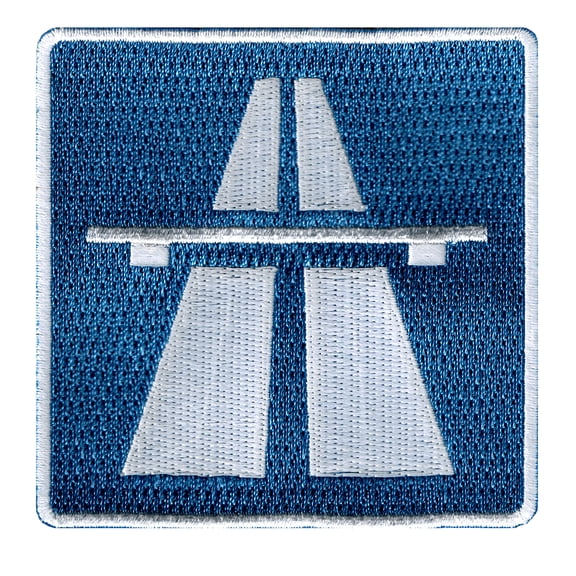 Autobahn Road Sign Embroidered Iron-On Patch