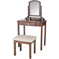 thumbnail image 2 of Benjara BM225069 Wooden Vanity Set with Padded Stool, Walnut Brown - 3 Piece, 2 of 5