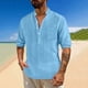 thumbnail image 1 of pstuiky camisetas de manga larga para hombre, Camisa holgada informal con bolsillos ventilados y botones para hombre, cuello alto y mangas largas camisetas de hombre m, 1 of 9
