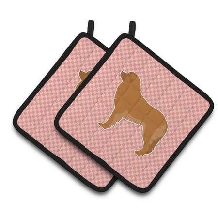 

Carolines Treasures BB3658PTHD Leonberger Checkerboard Pink Pair of Pot Holders 7.5HX7.5W multicolor