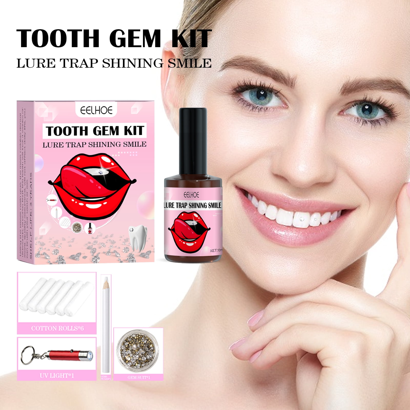 Tooth Gem kit DIY Tooth Gem Kit with Curing Light and Glue,20 Pieces