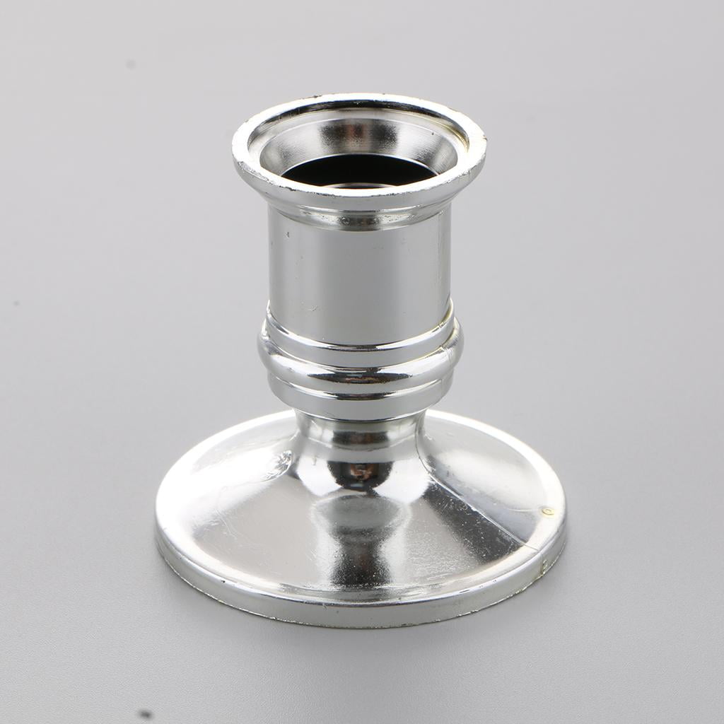 12pcs Plastic Candlestick Holders Pillar Candle Base Taper Candle Silver 