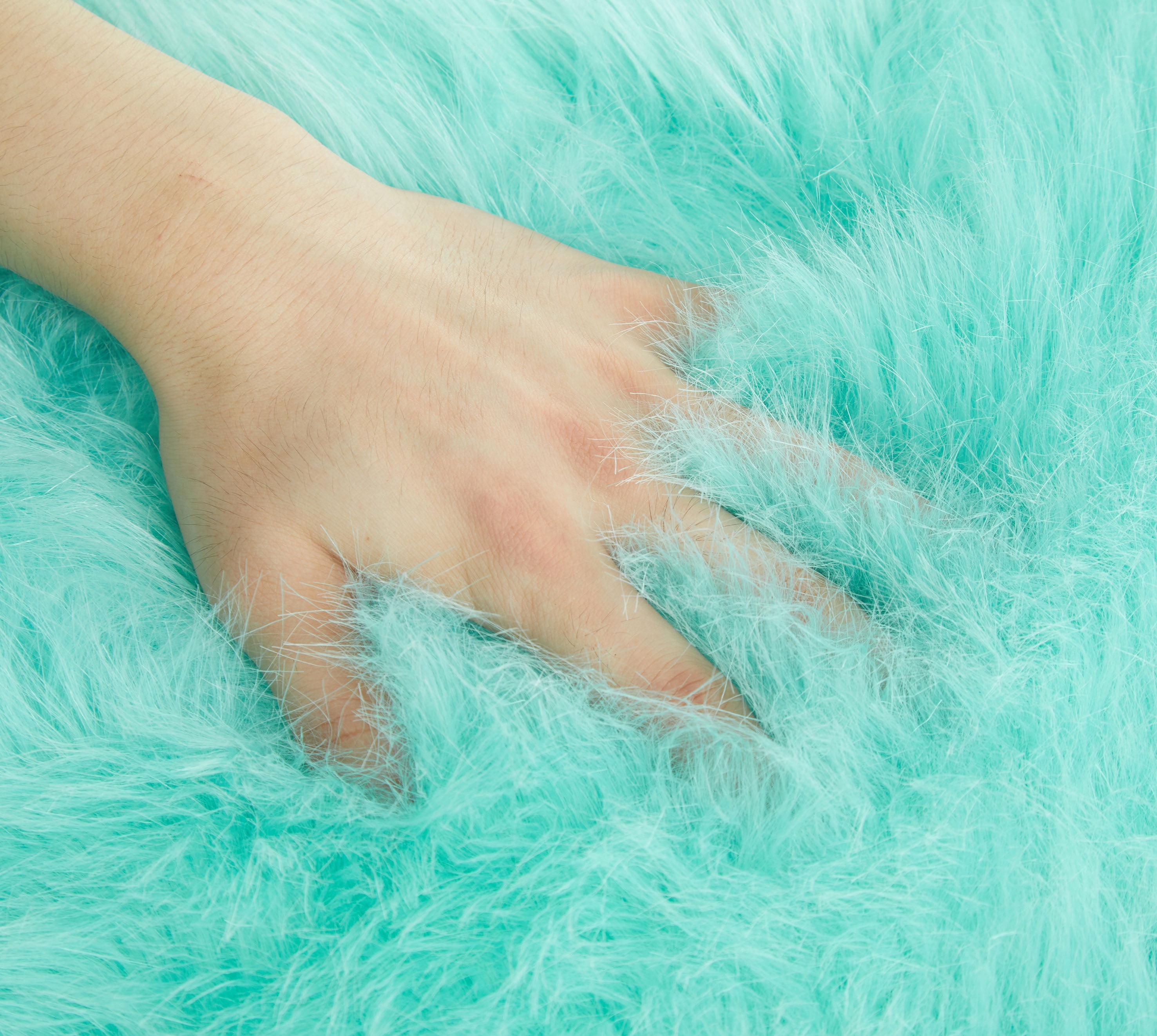 Lanco Fluffy Sheepskin Faux Fur Shag Area Rug, Mint, 30x46