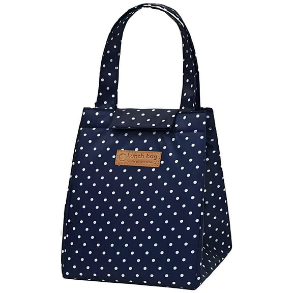 MYFLOCY Women Small Reusable Lunch Tote Bag Thermal Cooler Box Insulated Lunch Sack(Blue Bot)