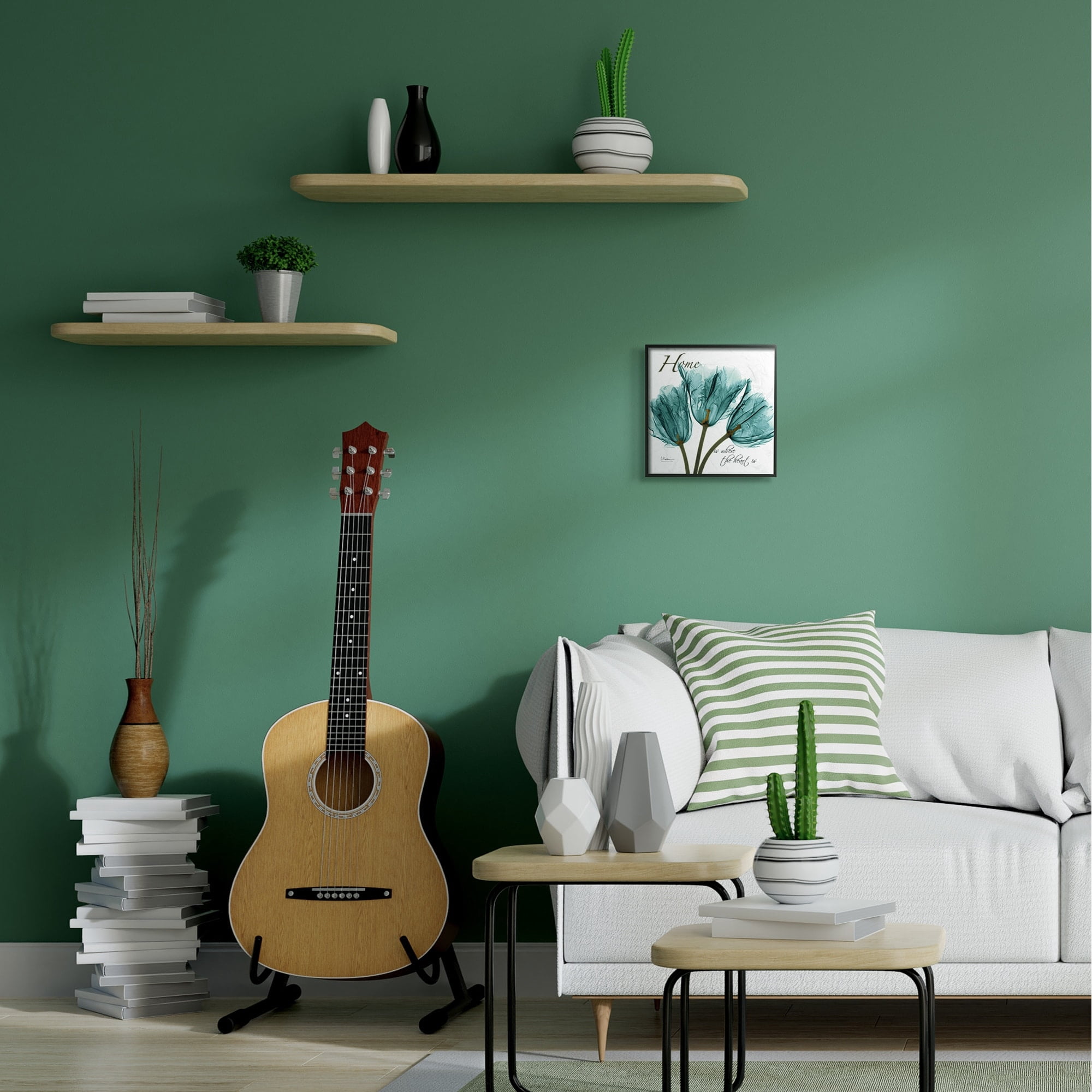 Stupell Industries Unique Blue Tulips Silhouette Home Is Where Quote Black Framed by Albert Koetsier