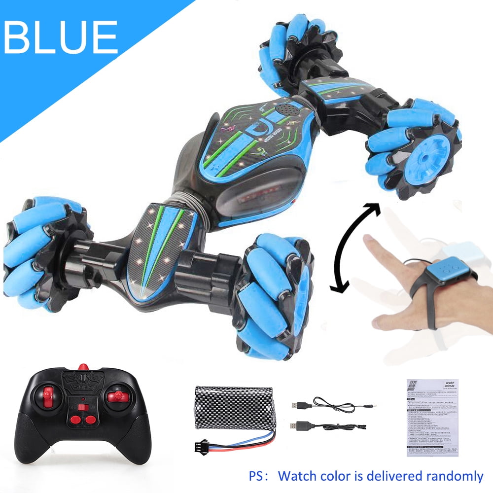 LED 4WD RC Stunt Car Double Sided Gesture Sensing Remote Control Rotating Toy US 