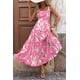 thumbnail image 3 of Vestido PRETTYGARDEN Floral Rosa Beige Maxi sin Mangas Talla L, 3 of 9