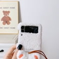 thumbnail image 3 of For Samsung Galaxy Z Flip4/Flip3 5G Phone Case，Shockproof Luxury Warm Plush Bear Case Cover,PC Slim Stand Cover With Lanyard, 3 of 5