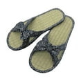 thumbnail image 2 of Mostsola Womens Summer Linen Beach Sandals Lightweight Woven Straw Slippers Vacation Bow Slides, 2 of 5