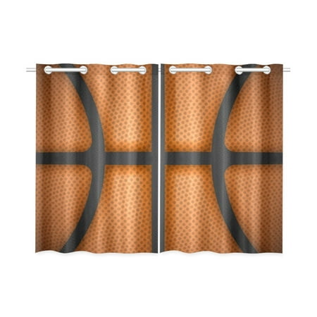 MKHERT Sports Basketballs Texture Window Curtains Kitchen Curtain Room Bedroom Drapes Curtains 26x39 inch, 2 (Best Basketball Courts In Nyc)