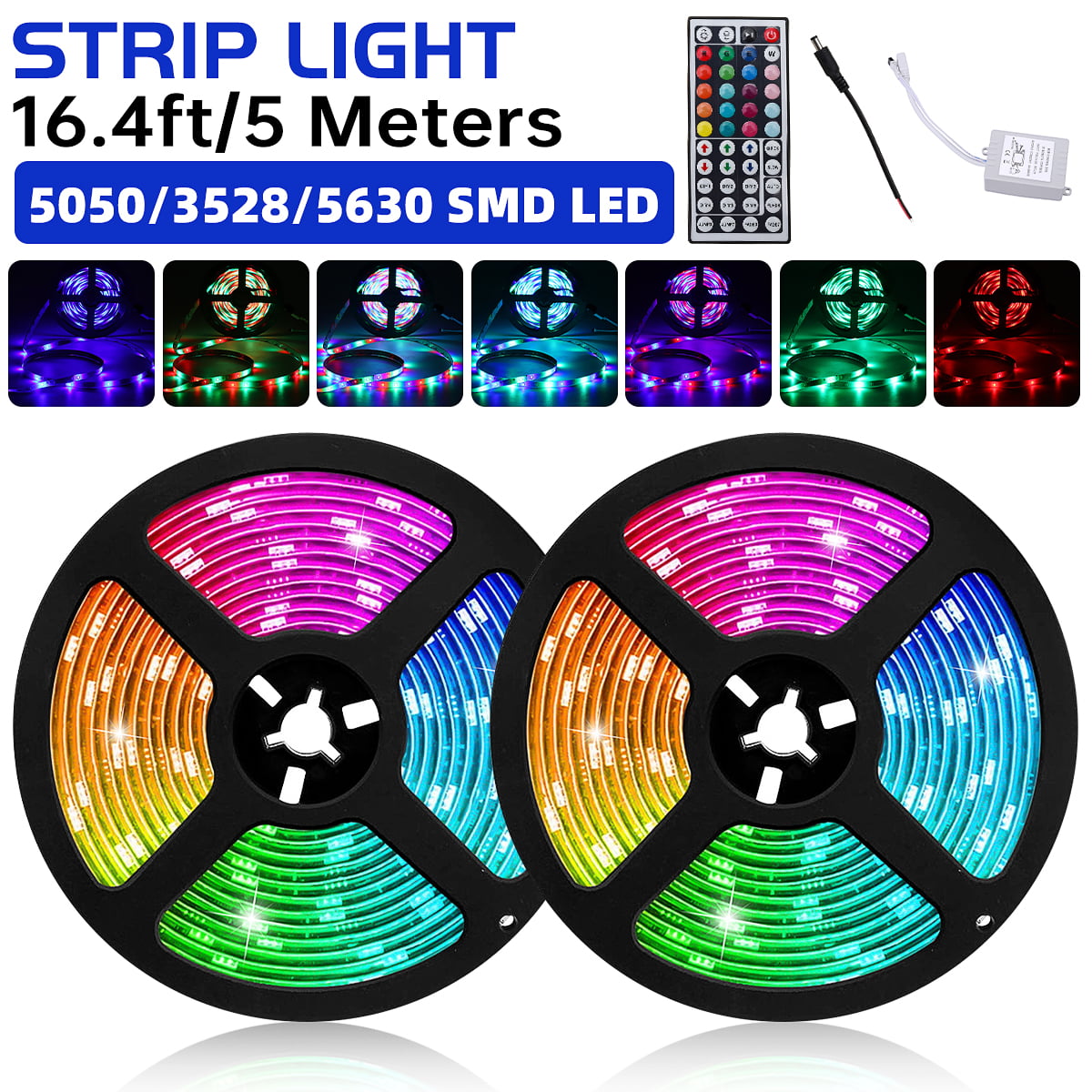 3528 5050 5630 SMD LED Strip Light 24/44 Key Remote RGB White Non/Waterproof 12V 